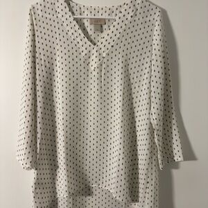 LOFT White and Black Polka Dot Blouse